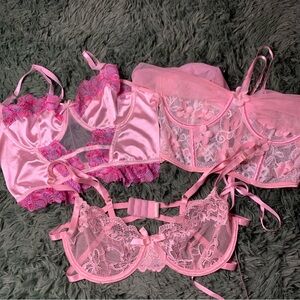 Elegant Pink Lace Lingerie Set